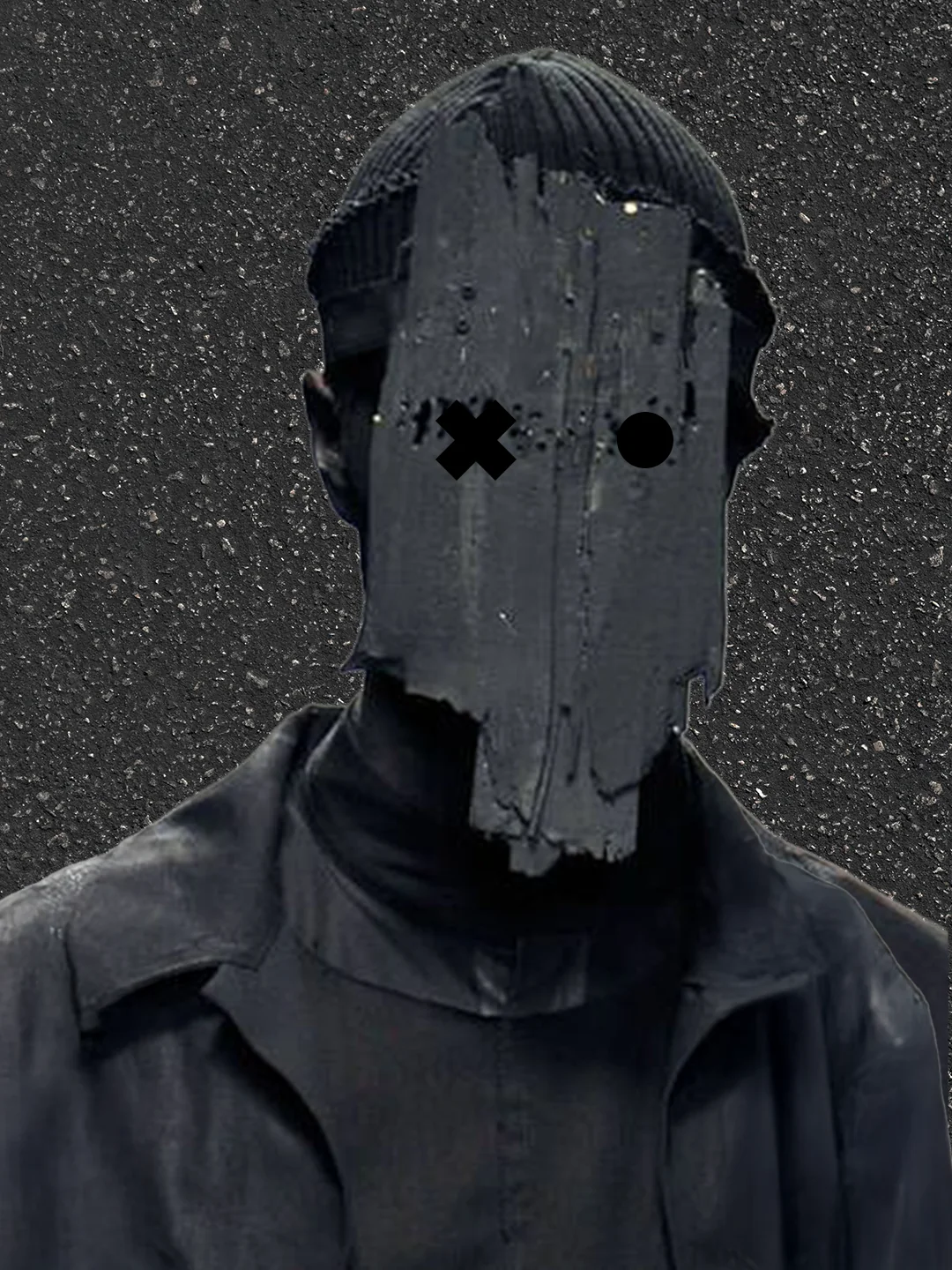 AVARE campaign portrait featuring a masked model in dark clothing